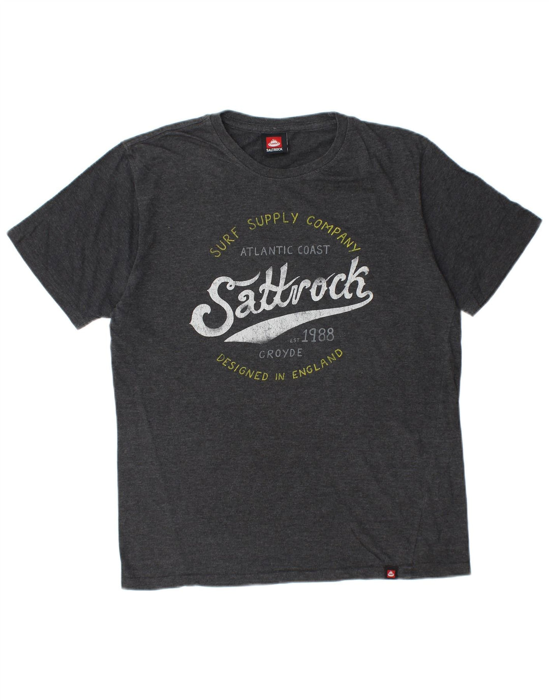 SALTROCK Мужская футболка с рисунком, топ среднего серого цвета, хлопок