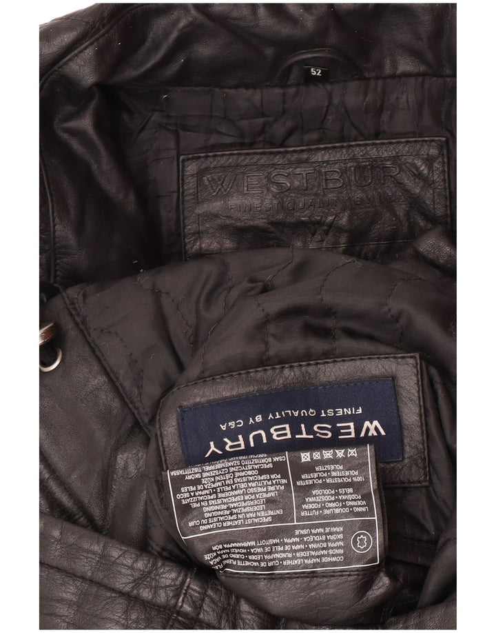 WESTBURY Мужская кожаная куртка IT 52 XL Черная кожа