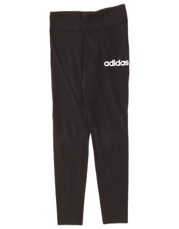 Леггинсы Adidas с рисунком для девочек 11-12 лет, черные
