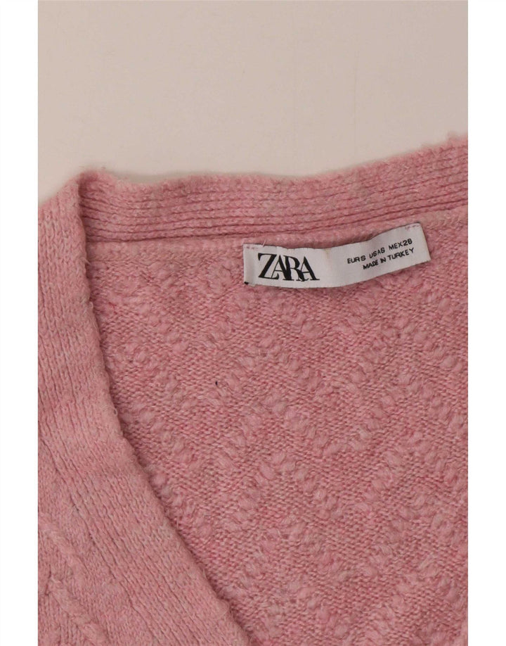 Женский свитер-кардиган оверсайз Zara UK 10, маленький розовый