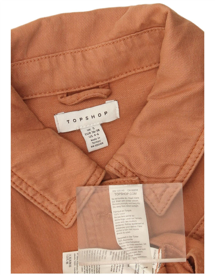 Женская укороченная джинсовая куртка оверсайз Topshop UK 10, маленькая оранжевая, хлопок