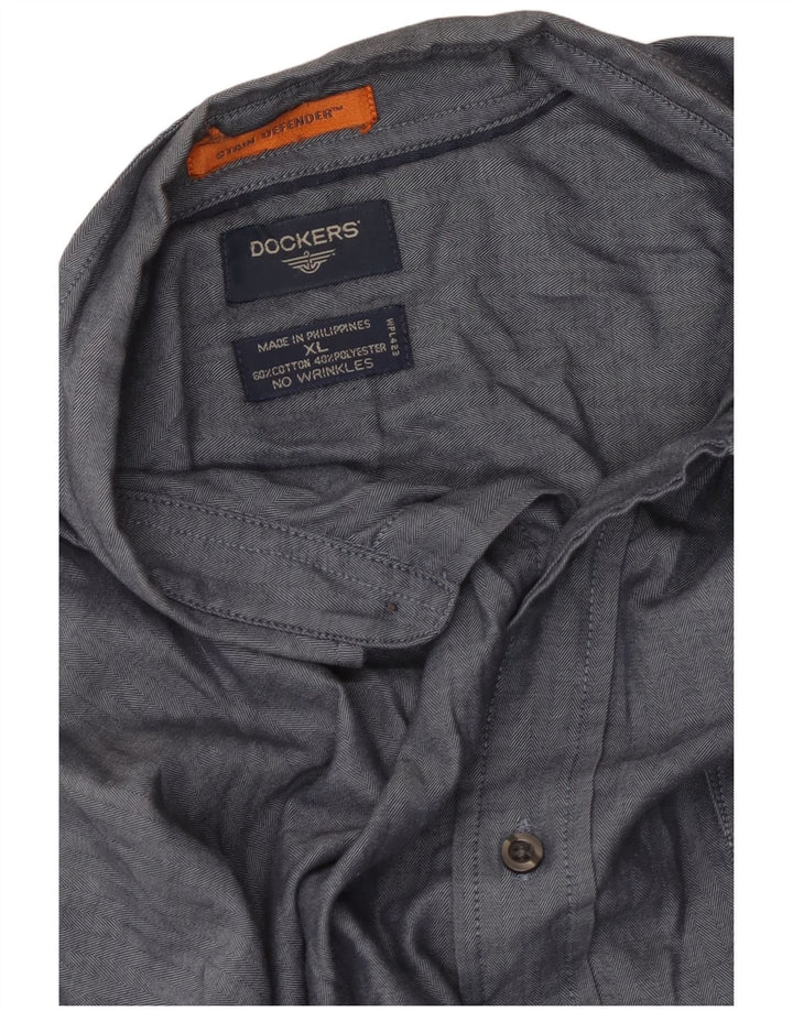 Мужская рубашка Dockers Stain Defender XL, синяя хлопковая елочка