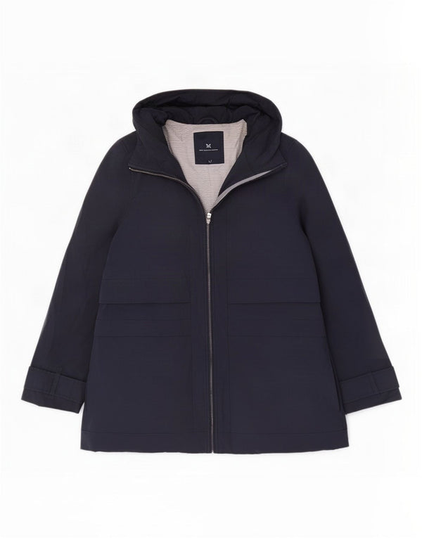 Crew Clothing Женская дождевик с капюшоном UK 14, большой темно-синий хлопок