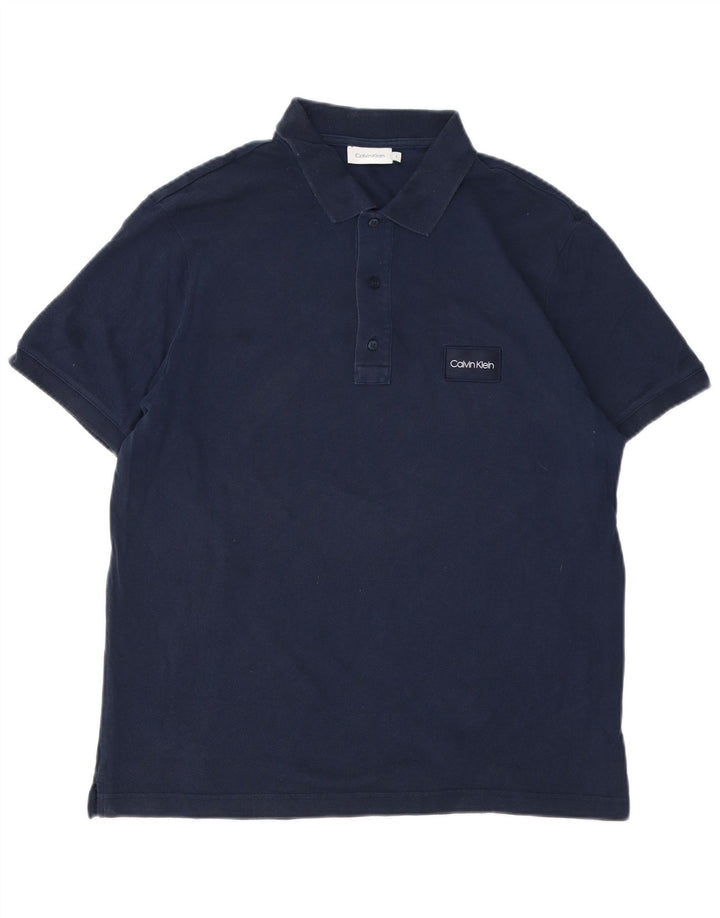 CALVIN KLEIN Mens Polo Shirt Large Navy Blue Cotton Vintage Calvin Klein and Second-Hand Calvin Klein from Messina Hembry 