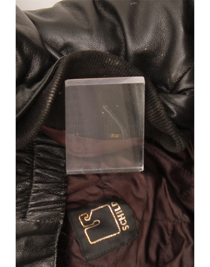 SCHILD Мужская кожаная куртка в стиле милитари UK 40, большая черная кожаная