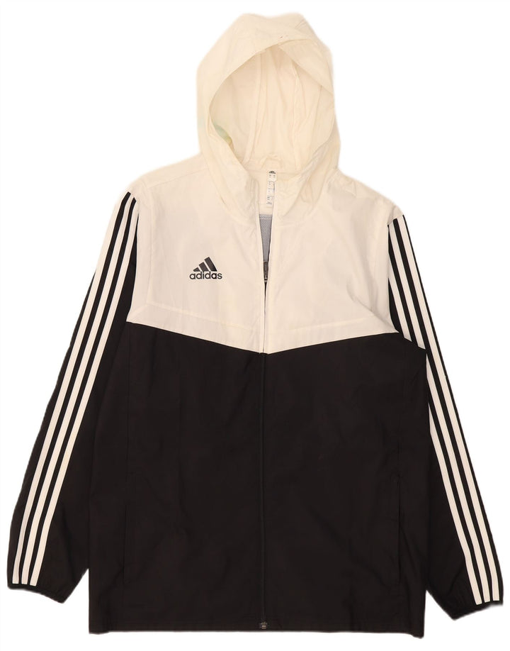 Мужская дождевик Adidas с капюшоном UK 38, средний черный, полиэстер с цветными блоками