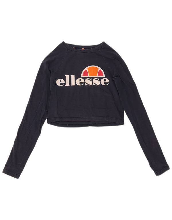 Женский укороченный топ с длинным рукавом Ellesse UK 6 XS, темно-синий, с цветными блоками
