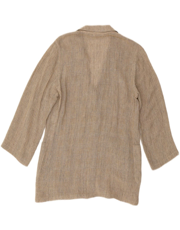 Женский удлиненный пиджак Max Mara UK 12, средний бежевый с узором «гусиные лапки»