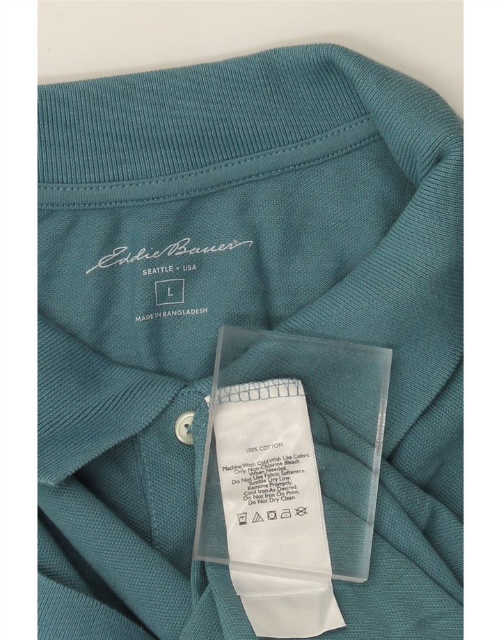 Мужская рубашка поло Eddie Bauer, большая синяя хлопковая ткань