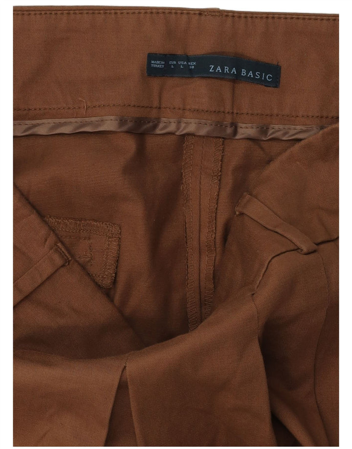 Zara Женская плиссированная юбка-трапеция, большая W34, коричневая