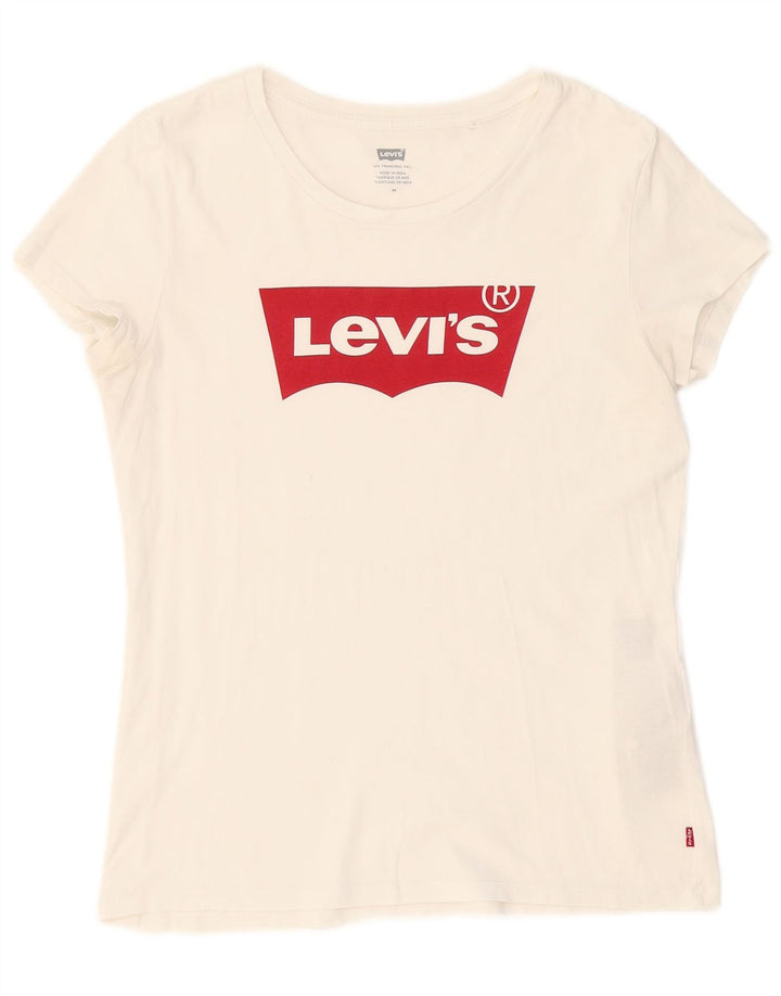 Женская футболка с рисунком LEVI'S Top UK 12, средний размер, белый хлопок