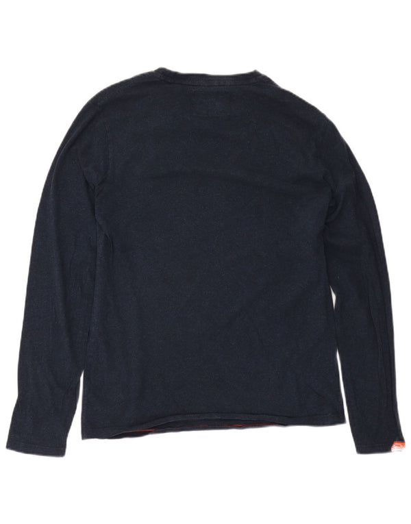 Мужской топ Superdry с длинным рукавом, маленький темно-синий, хлопок