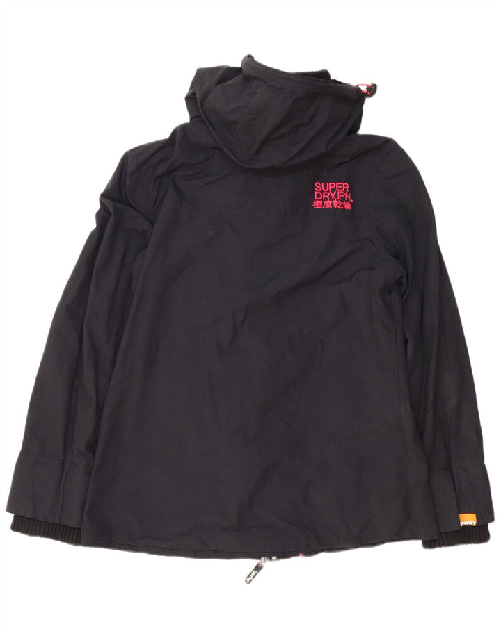Женская дождевик с капюшоном Superdry The Windmac UK 16, большой черный нейлон