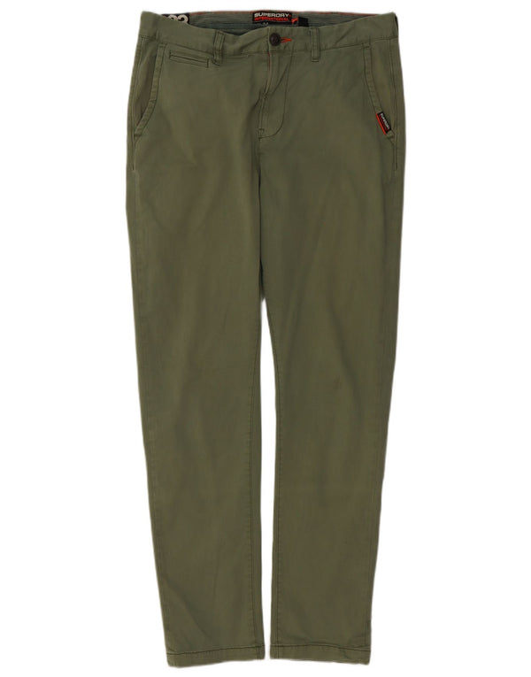 Мужские брюки-чиносы Superdry Slim Fit W33 L32, зеленый хлопок