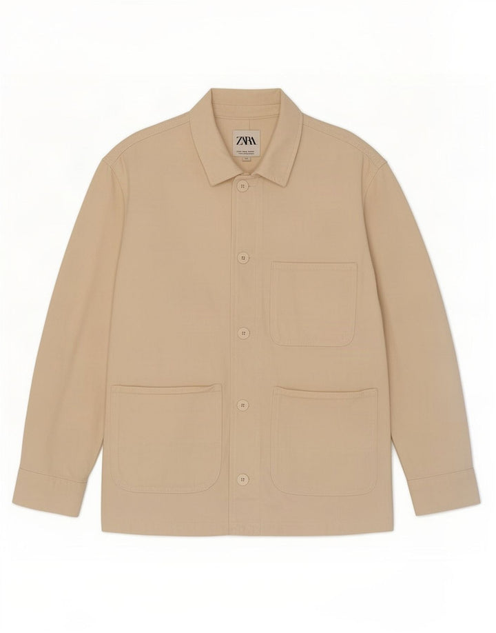 Женская куртка Zara UK 14, средний цвет, белый хлопок, хлопок