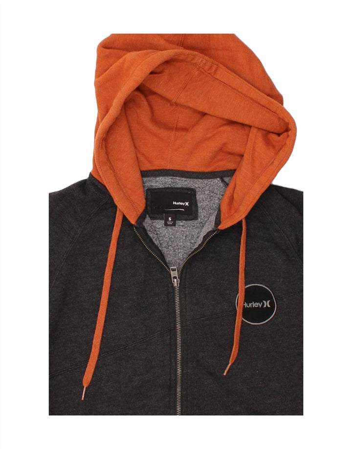 HURLEY Mens Zip Hoodie Sweater Small Grey Colourblock Polyester Vintage Hurley and Second-Hand Hurley from Messina Hembry 