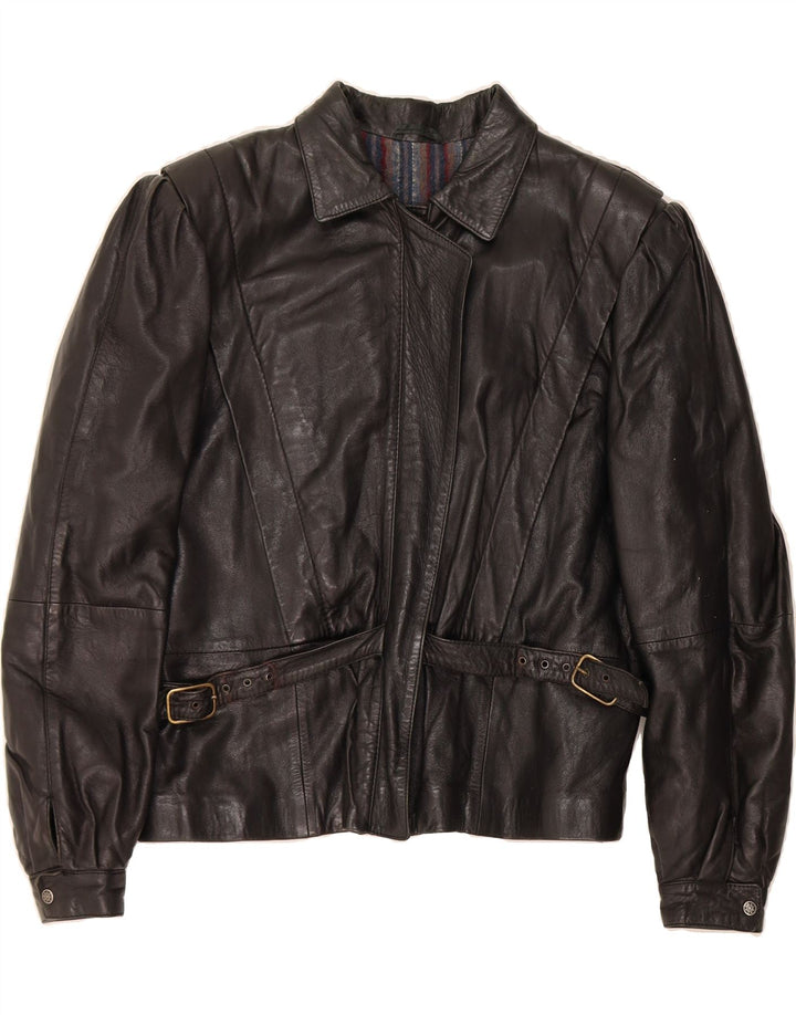 LAVORAZIONE ARTIGIANA Womens Leather Jacket IT 44 Medium Black Leather Vintage Lavorazione Artigiana and Second-Hand Lavorazione Artigiana from Messina Hembry 