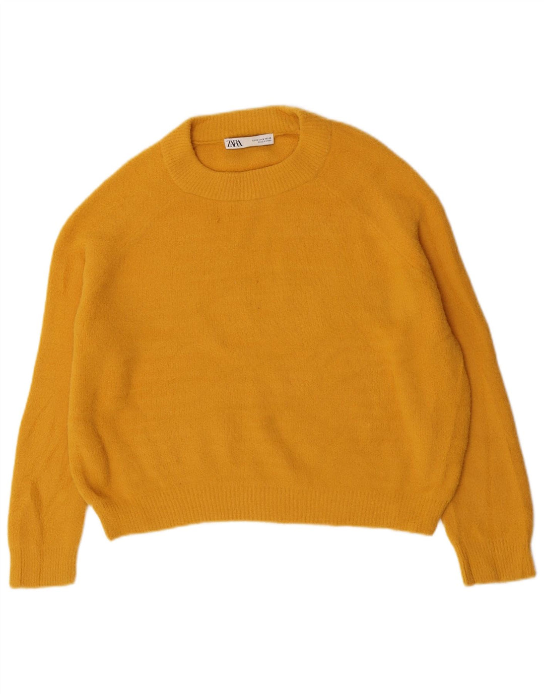 Женский джемпер с круглым вырезом Zara UK 14, нейлон среднего желтого цвета