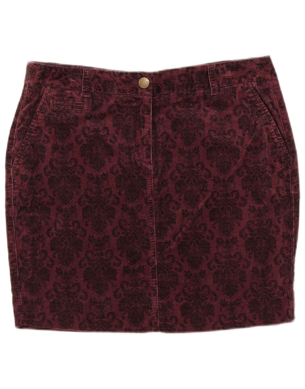 Женская вельветовая юбка Marks & Spencer UK 14, большая W33, бордовый с цветочным принтом