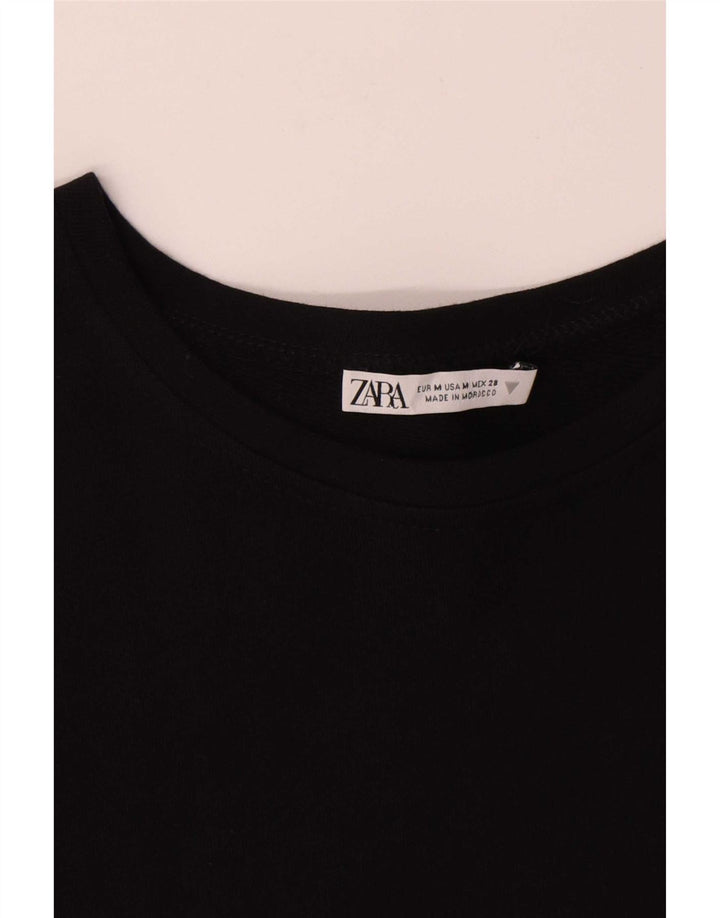 Женская блузка Zara Top UK 14, хлопок в черную полоску среднего размера