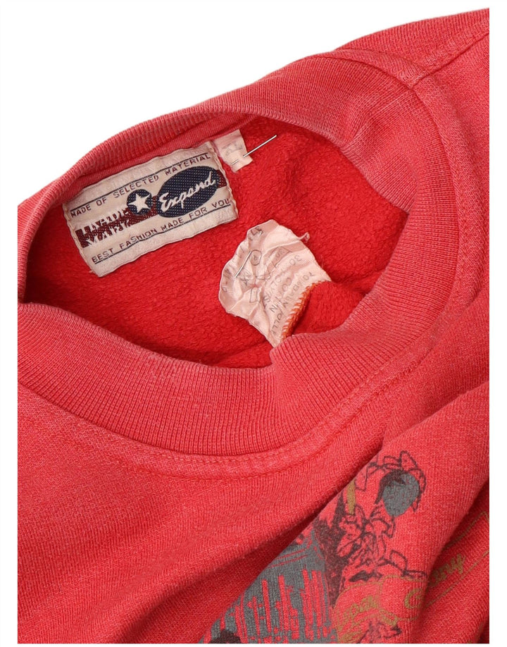 ВИНТАЖНЫЙ женский свитер оверсайз с графическим рисунком, Великобритания, 18 XL, красный хлопок