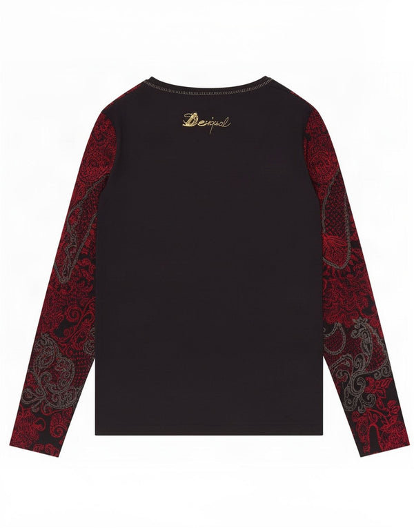 Женский топ с рисунком Desigual, длинный рукав, UK 12, средний черный, вискоза с пейсли