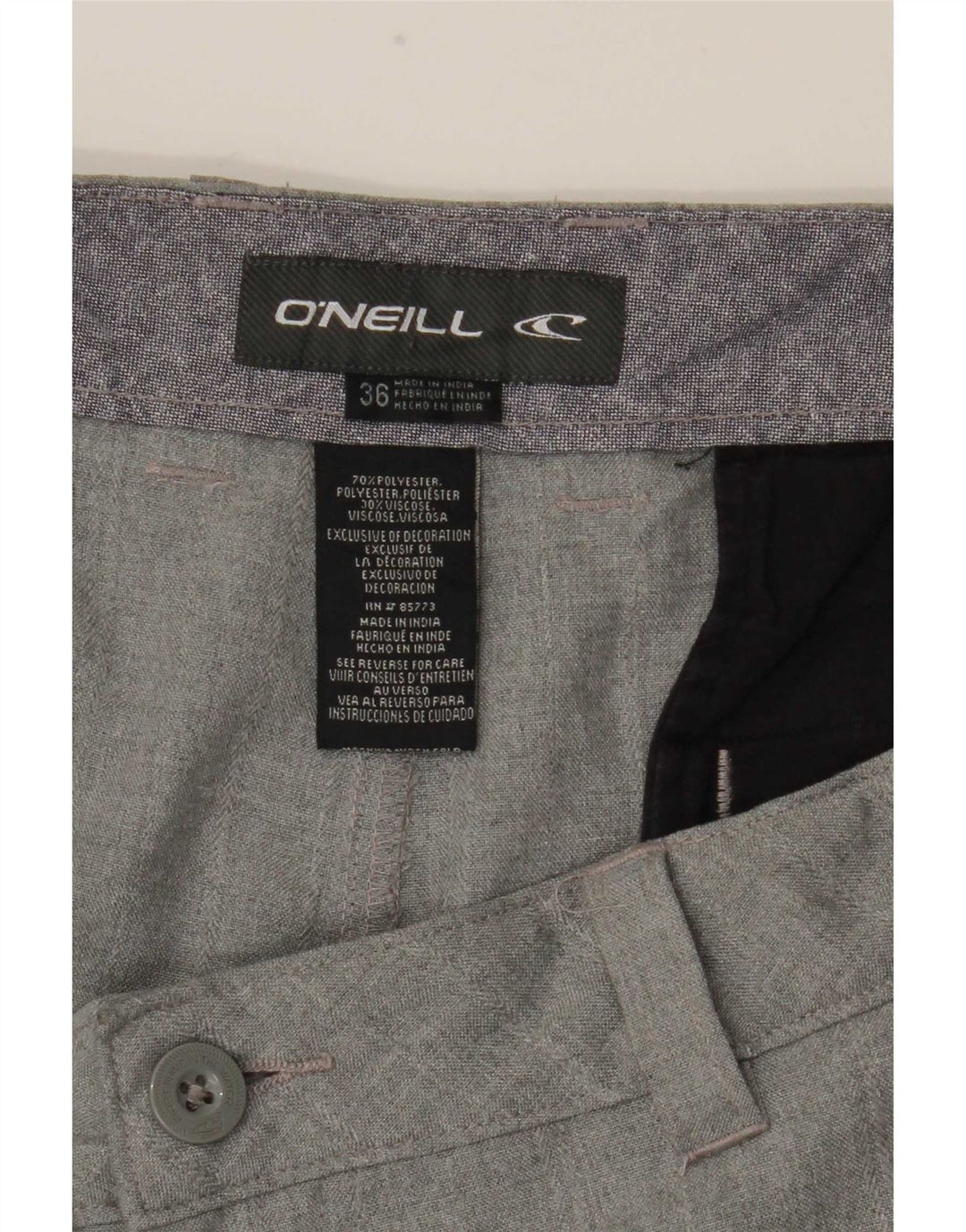 Мужские шорты чинос O'Neill W36, большие серые, полиэстер в клетку