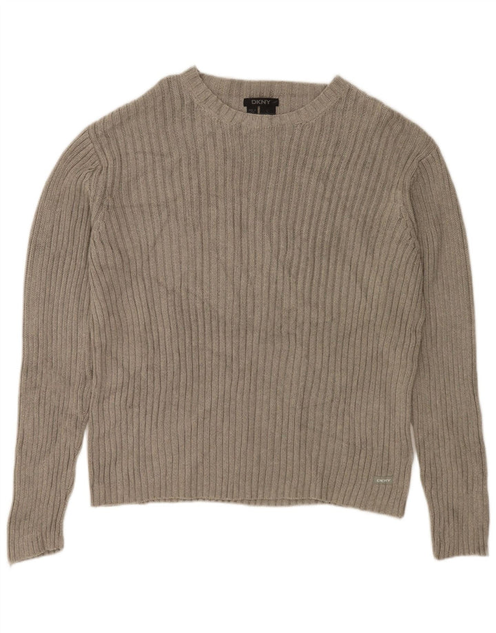 Женский джемпер с вырезом «лодочка» DKNY, Великобритания, 16, большой серый хлопок