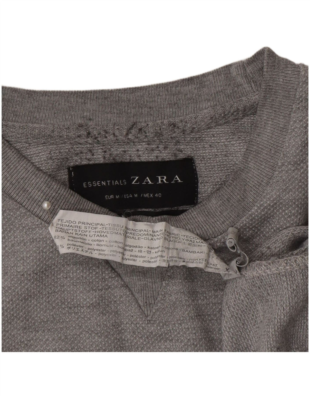 Мужской свитер Zara, хлопковый джемпер среднего серого цвета