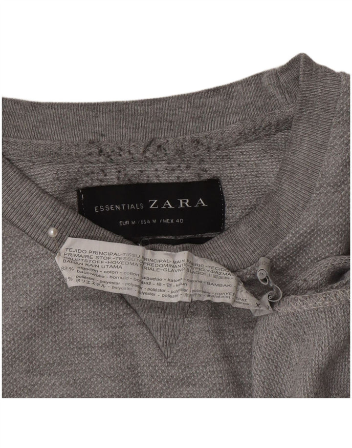 Мужской свитер Zara, хлопковый джемпер среднего серого цвета