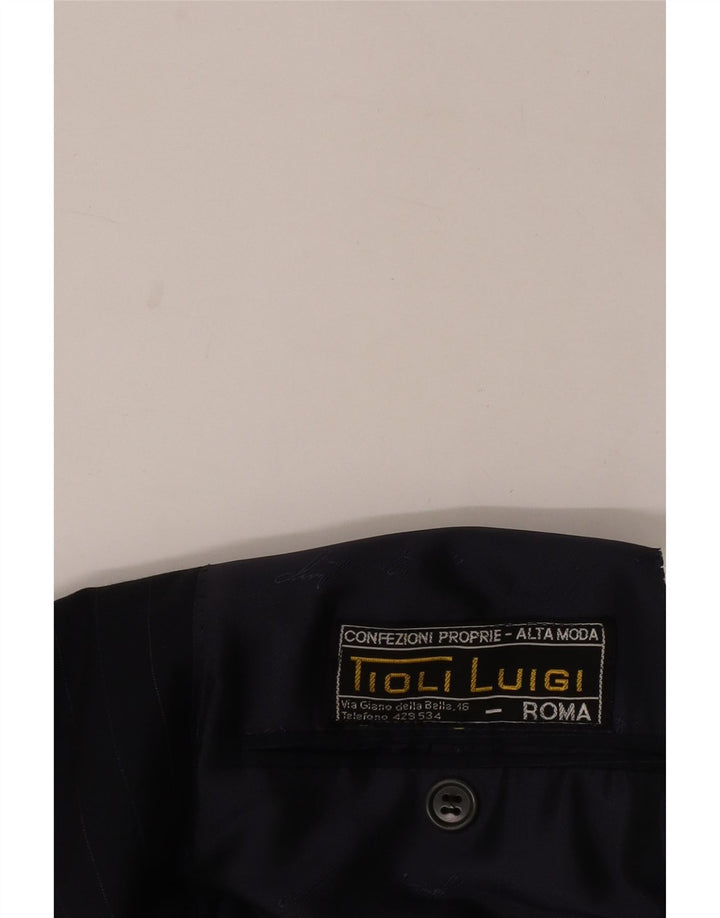 Винтажный мужской пиджак на 2 пуговицах UK 40, большой темно-синий в тонкую полоску