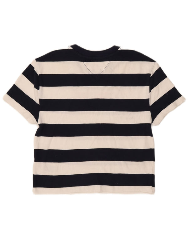 Женская футболка с рисунком Tommy Hilfiger Top UK 4 XS, темно-синяя полосатая хлопковая ткань