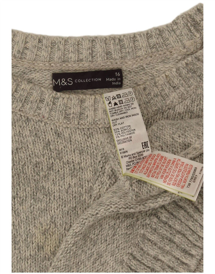 Женский джемпер с круглым вырезом Marks & Spencer, Великобритания 16, большой серый в крапинку