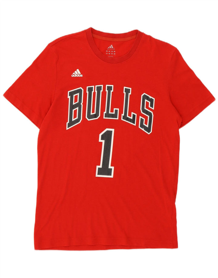 Adidas Mens Bulls Футболка с рисунком Верх среднего красного цвета из полиэстера