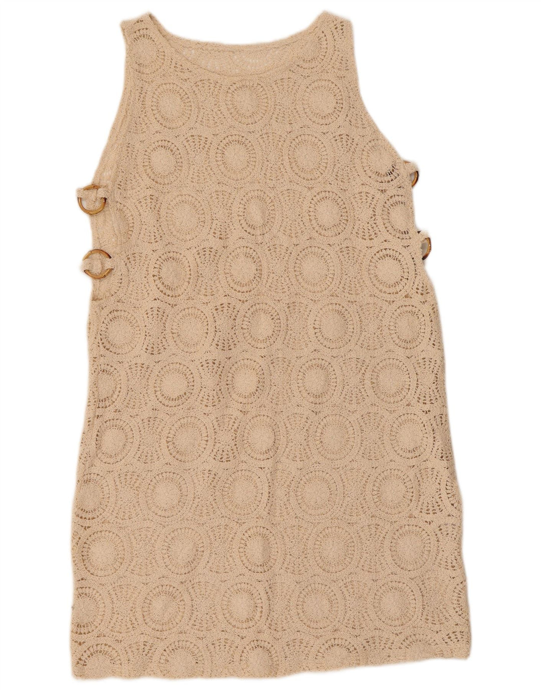 ВИНТАЖНОЕ женское платье прямого кроя без рукавов, Великобритания, 10 шт., маленькое, бежевый, хлопок