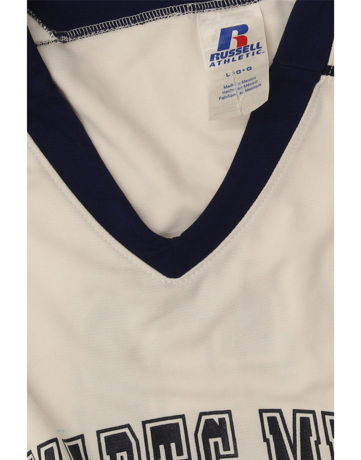 Мужской жилет с графическим рисунком Russell Athletic, большой белый полиэстер с цветными блоками