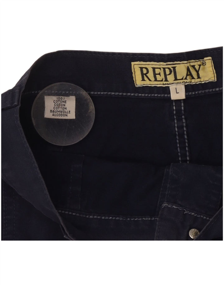 Женская мини-юбка-трапеция Replay, большая W30, темно-синий, хлопок