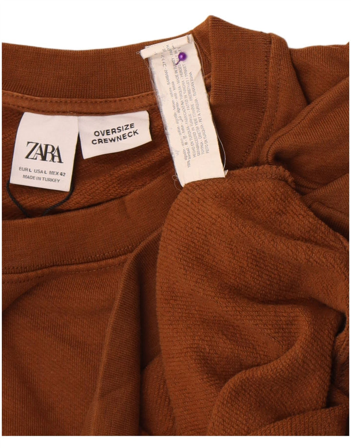 Мужской свитер оверсайз Zara, большой коричневый хлопковый джемпер