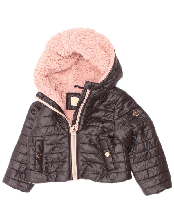 Michael Kors Baby Girls Hooded Sherpa Padded Jacket 18-24 Months Black