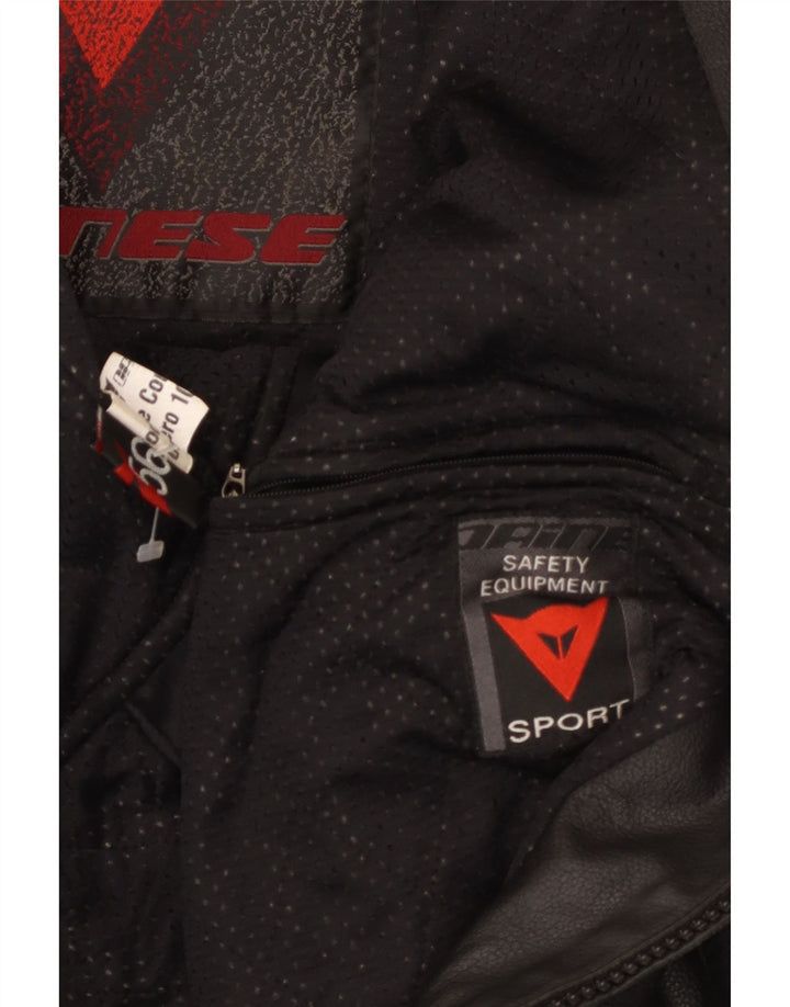 Мужская кожаная куртка-гонщик Dainese UK 40, большая, черная, с цветными блоками