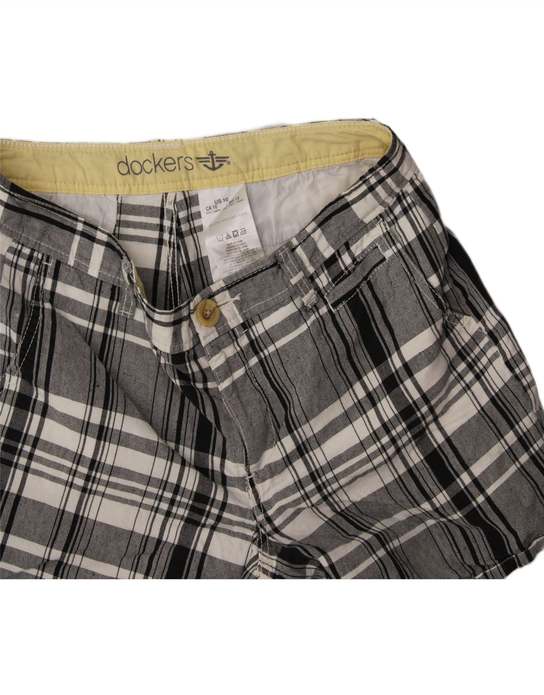 DOCKERS Womens Chino Shorts US 10 Large W32 Black Check Cotton Vintage Dockers and Second-Hand Dockers from Messina Hembry 