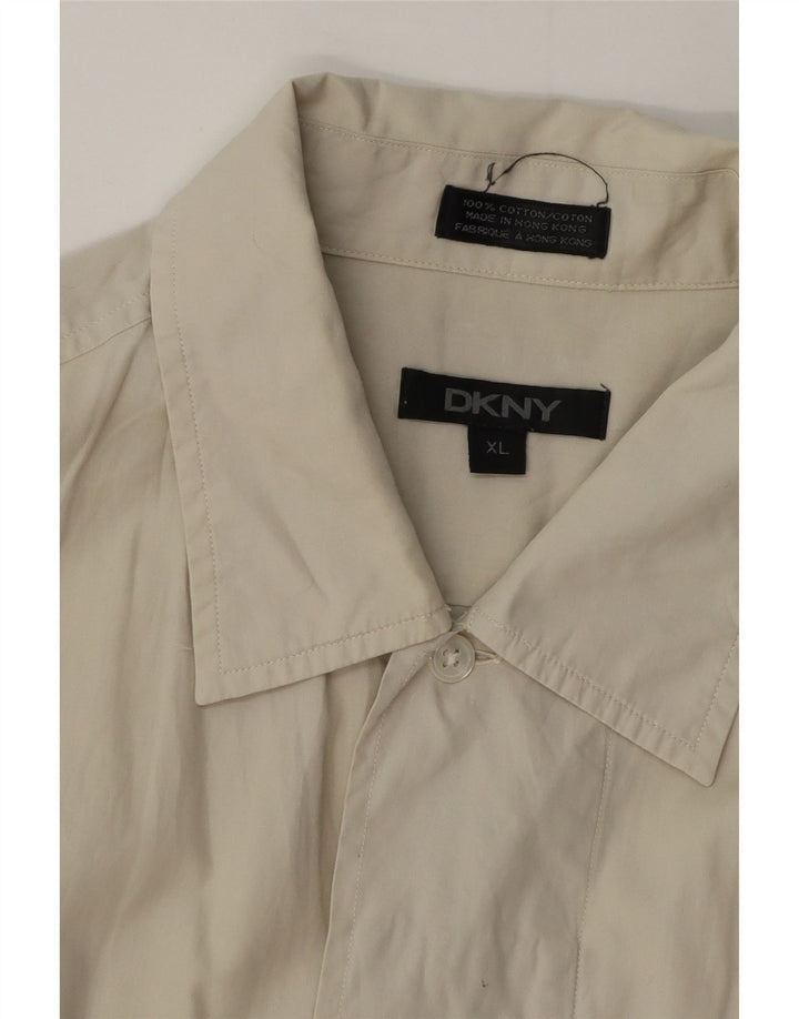 Dkny Мужская рубашка с коротким рукавом XL, бежевый хлопок