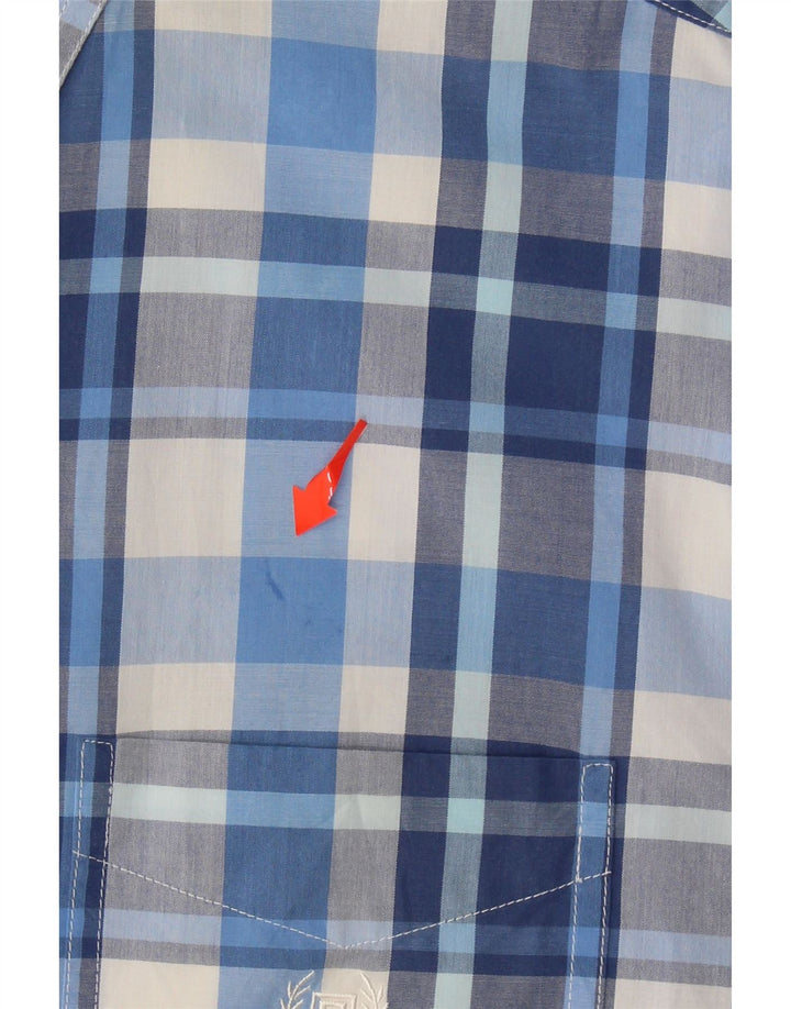 CHAPS Mens Easy Care Short Sleeve Shirt XL Blue Check Cotton Vintage Chaps and Second-Hand Chaps from Messina Hembry 