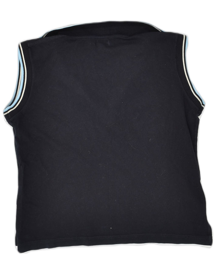 SUPERGA Womens Sleeveless Polo Shirt UK 12 Medium Black Cotton | Vintage Superga | Thrift | Second-Hand Superga | Used Clothing | Messina Hembry 