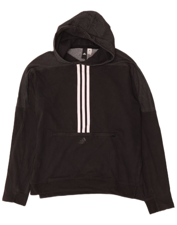 Мужской джемпер с капюшоном Adidas среднего размера, черный, хлопок