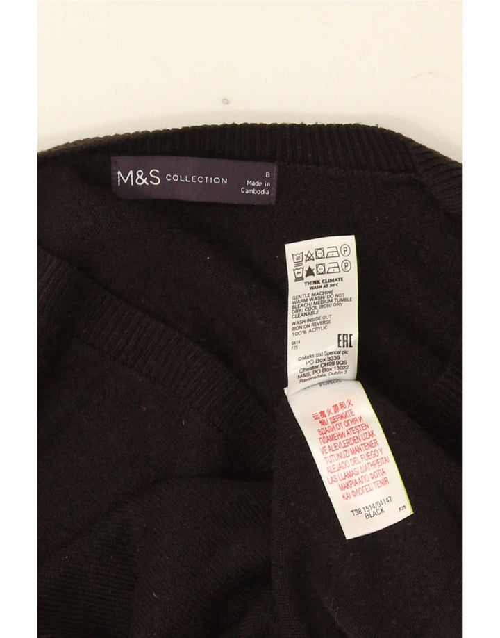Женский джемпер с v-образным вырезом Marks & Spencer UK 8, маленький черный акрил