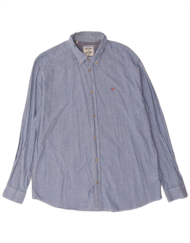 Мужская рубашка Wrangler 2XL, синяя клетка, хлопок