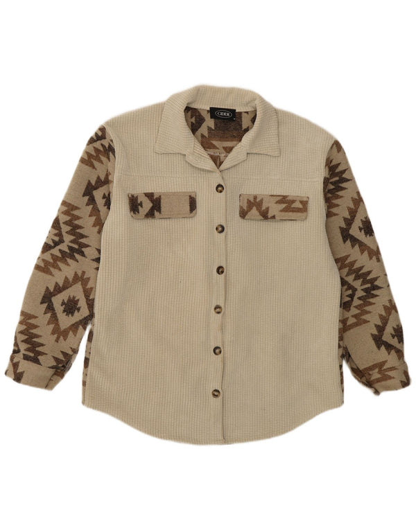 CIDER Женская рубашка-рубашка UK 14, средний бежевый, полиэстер с геометрическим рисунком, ацтекский