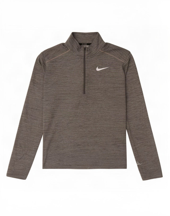 Мужской пуловер с воротником на молнии Nike Dri Fit, средний серый в крапинку