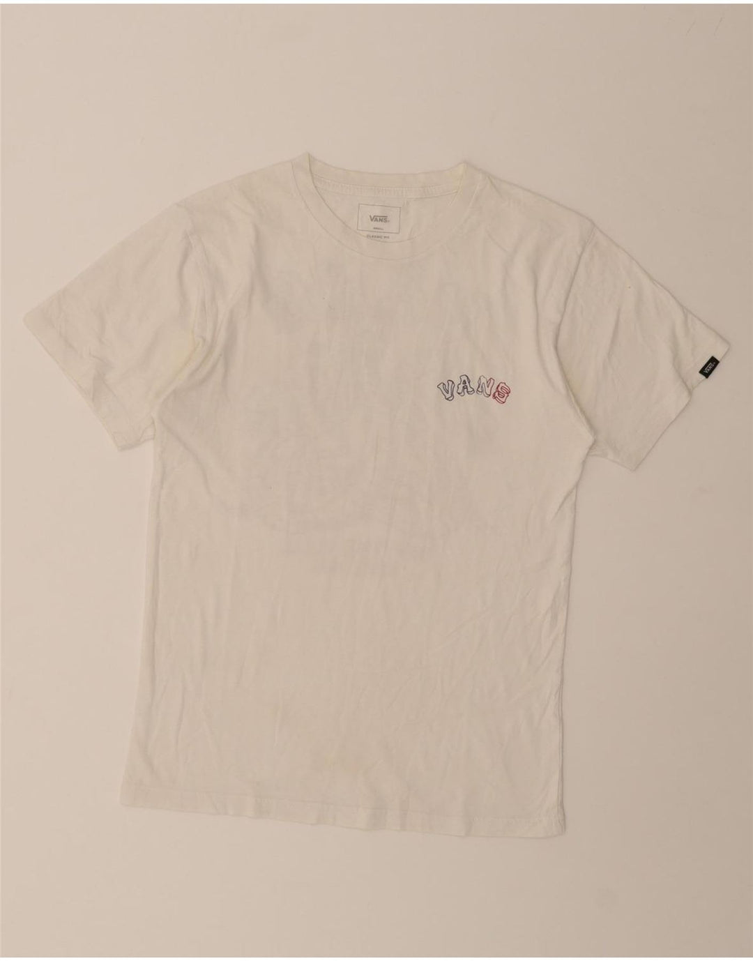 VANS Mens Classic Fit Graphic T-Shirt Top Small White Cotton Vintage Vans and Second-Hand Vans from Messina Hembry 